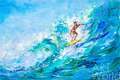картина масло холст Картина маслом "Серфинг. Покоряя волну", Родригес Хосе, LegacyArt