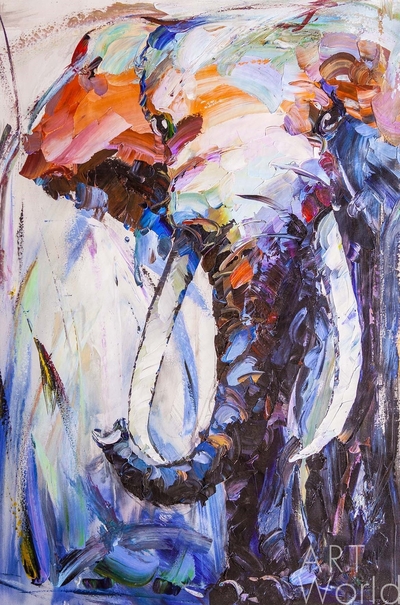 картина масло холст Картина маслом "Theory of Elephants N3", Родригес Хосе, LegacyArt Артворлд.ру