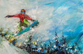 Картина маслом "Трюки на сноуборде" Артворлд.ру