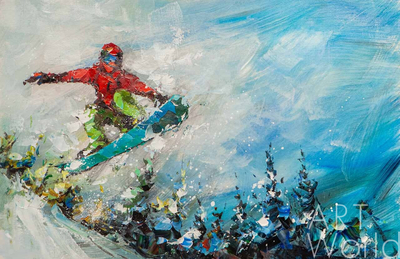 картина масло холст Картина маслом "Трюки на сноуборде", Родригес Хосе, LegacyArt Артворлд.ру