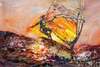 картина масло холст Картина маслом "Виндсерфинг на закате", Родригес Хосе, LegacyArt