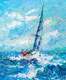 картина масло холст Картина маслом "Яхта в синем море, в белой пене", Родригес Хосе, LegacyArt