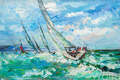 картина масло холст Картина маслом "Яхтинг. Гонка в открытом море", Родригес Хосе, LegacyArt