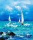 картина масло холст Картина маслом "Яхты в бирюзовом море", Родригес Хосе, LegacyArt