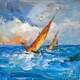 картина масло холст Картина маслом "Яркие паруса в синем море", Родригес Хосе, LegacyArt