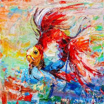 Картина маслом "Золотая рыбка для исполнения желаний. N25" Артворлд.ру