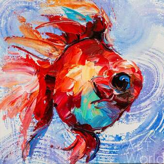 Картина маслом "Золотая рыбка для исполнения желаний N21"  Артворлд.ру