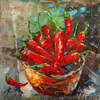 картина масло холст Натюрморт маслом "Chili peppers", Родригес Хосе, LegacyArt