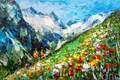 картина масло холст Пейзаж маслом "Цветут цветы на горных вершинах...", Родригес Хосе, LegacyArt