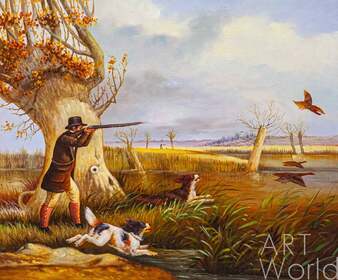 Копия картины Генри Томаса Олкена "Охота на утку",  (Henry Thomas Alken, Duck Shooting) Артворлд.ру