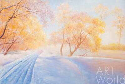 картина масло холст Пейзаж маслом "Солнце в морозный день", Картины в интерьер, LegacyArt Артворлд.ру