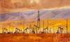 картина масло холст Картина маслом "Нефтяные вышки на фоне гор", Камский Савелий, LegacyArt