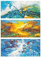 11 - Абстракция маслом "Путешествие к центру Земли" Триптих Артворлд.ру