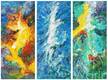 картина масло холст Абстракция маслом "Три стихии. Огонь, вода, земля" Триптих, Виверс Кристина, LegacyArt