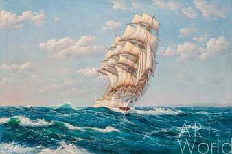 Копия картины Доусона Монтегю (Montague Dawson) "Попутный ветер, Думбартон-Рок" (Fair Wind, Dumbarton Rock) Артворлд.ру