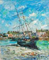 Вольная копия картины Клода Моне "Лодка во время отлива в Фекампе", художник Хосе Родригес Артворлд.ру