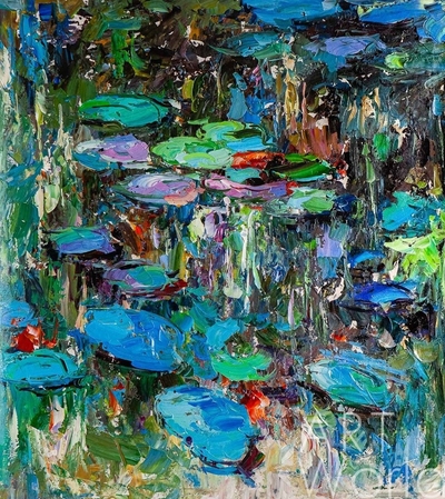 картина масло холст Вольная копия картины Клода Моне "Водяные лилии N2", художник Хосе Родригес, Моне Клод Артворлд.ру