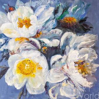 Картина маслом "Белый шиповник N2", серия "В цветущем саду" Артворлд.ру