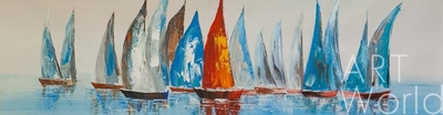 картина масло холст Абстракция маслом "Разноцветные яхты N2", Дюпре Брайн, LegacyArt Артворлд.ру