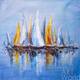 картина масло холст Картина маслом "Разноцветные яхты N7", Дюпре Брайн, LegacyArt
