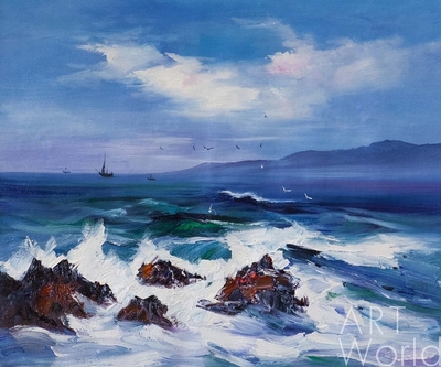 картина масло холст Картина маслом "В синем море, в белой пене…", Венгер Даниэль Артворлд.ру