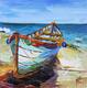 картина масло холст Картина маслом "Лодка. На средиземноморском побережье N2", Родригес Хосе, LegacyArt