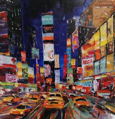 картина масло холст Городской пейзаж маслом "Нью-Йорк, Нью-Йорк", Родригес Хосе, LegacyArt Артворлд.ру