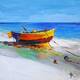 картина масло холст Картина маслом "Оранжевая лодка на берегу", Родригес Хосе, LegacyArt