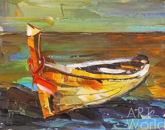 Картина маслом "Желтая лодка на берегу N2" Артворлд.ру