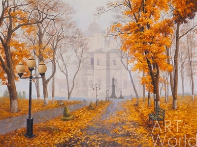 картина масло холст Картина маслом "Осень в парке", Камский Савелий, LegacyArt Артворлд.ру