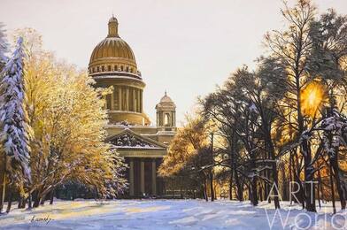Картина маслом "Исаакиевский собор в лучах заката"  Артворлд.ру