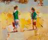 картина масло холст Пейзаж маслом "Дети на морском берегу. N14", Камский Савелий, LegacyArt