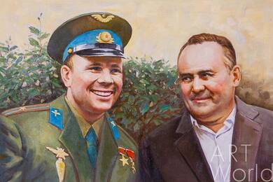 Картина маслом "Портрет Ю. А. Гагарина и С. П. Королева" Артворлд.ру