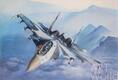 картина масло холст Картина маслом "Самолет Су-35. Покоряя небо", Камский Савелий, LegacyArt