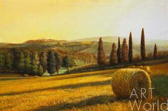 Картина маслом "Жаркое солнце в полях Тосканы" Артворлд.ру
