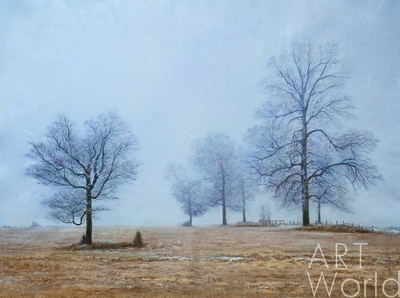 картина масло холст Зимний пейзаж маслом "Туман зимним утром", Камский Савелий, LegacyArt