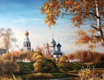 Осенний пейзаж маслом "Софийский собор в Вологде" Артворлд.ру