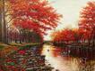 картина масло холст Осенний пейзаж маслом "Парковый пруд на закате", Камский Савелий, LegacyArt