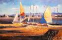 картина масло холст Картина маслом "Лодки у берега. Полдень N2", Камский Савелий, LegacyArt