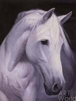 Картина маслом "Портрет белой лошади" Артворлд.ру
