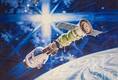 картина масло холст Копия картины Роберта МакКолла "Рукопожатие в космосе" (автор копии Савелий Камский), Репродукции картин
