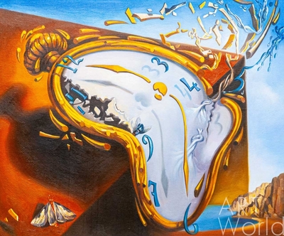 картина масло холст Копия картины Сальвадора Дали "Мягкие часы в момент первого взрыва", художник С. Камский, Дали Сальвадор Артворлд.ру