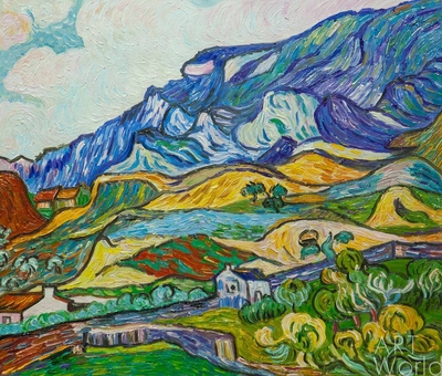 картина масло холст Копия картины Ван Гога "Альпий, горный пейзаж близ Сен-Реми" (копия Анджея Влодарчика), Ван Гог Артворлд.ру