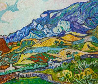 картина масло холст Копия картины Ван Гога "Альпий, горный пейзаж близ Сен-Реми" (копия Анджея Влодарчика), Влодарчик Анджей, LegacyArt Артворлд.ру