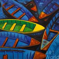 Копия картины Ивайло Николова "Лодки и море", худ. Б. Дюпре Артворлд.ру