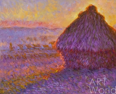 картина масло холст Копия картины Клода Моне "Стог сена на закате возле Живерни" (Копия Савелия Камского), Моне Клод (Oscar-Claude Monet)