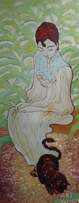 Копия картины Пьера Боннара "Сидящая женщина с кошкой", художник С. Камский Артворлд.ру