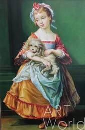 Копия картины Помпео Батони "Графиня Стэнхоуп держит собаку", художник С. Камский Артворлд.ру