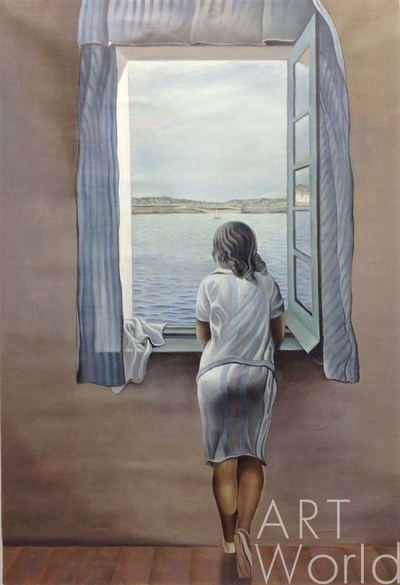 картина масло холст Копия картины Сальвадора Дали "Женская фигура у окна", художник С. Камский, Дали Сальвадор (Salvador Dalí)