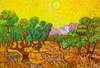 картина масло холст Копия картины Ван Гога "Оливковые деревья с желтым небом и солнцем", 1889 г. (копия Анджея Влодарчика), Ван Гог